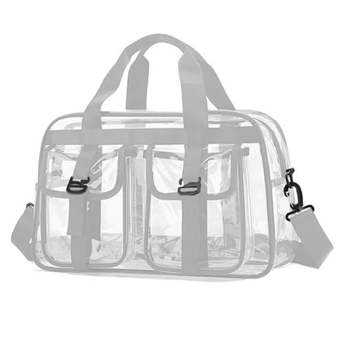 Transparente PVC-Sporttasche, geräumige Organizer für Fitnessstudio, Schwimmbad, Reisen, Abenteuer, mit Schultergurt, wasserabweisend, PVC-Sporttasche, grau, Mass Beauty von pumpumlia