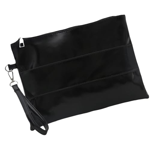 Trendige Umschlag-Clutch-Tasche, raffiniertes metallisches PU-Leder, Handschlaufe für modebewusste Frauen, modische Handgelenktasche, Schwarz , One Size von pumpumlia