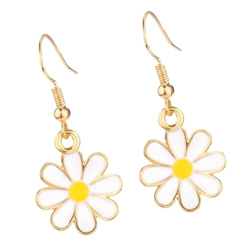 Trendige blumenförmige Ohrringe mit emaillierten Details, hypoallergene Legierung, Ohr-Accessoires für empfindliche Haut, florale kupferfreie Ohrringe für Frauen, Einheitsgröße, Wie beschrieben, Wie von pumpumlia
