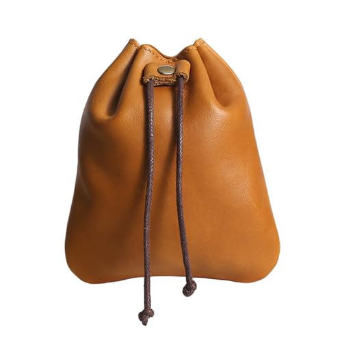 Vintage Drawstring Coin Purse Handmade Leather Wallet for and Loose Change Unisex Coin Purse, small, Mass Beauty von pumpumlia