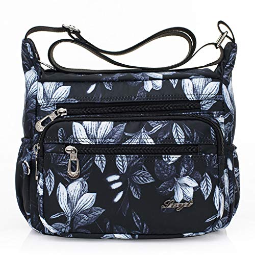 pumpumlia Damen-Umhängetasche aus Nylon, mit Blumenmuster, Umhängetasche, Kuriertasche, Rucksack für Herren, himmelblau, One Size von pumpumlia