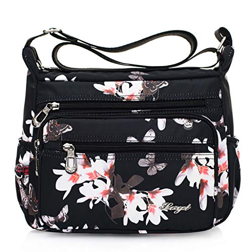 pumpumlia Damen-Umhängetasche aus Nylon, mit Blumenmuster, Umhängetasche, Kuriertasche, Rucksack für Herren, multi, One Size von pumpumlia