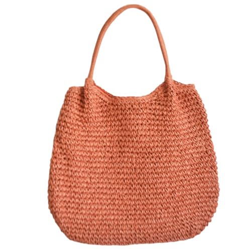 pumpumlia Elegante Damen-Strandtasche aus gewebtem Stroh, großes Fassungsvermögen, geflochtene Schultertasche für Freizeit, Urlaub und Einkauf, C, One Size von pumpumlia