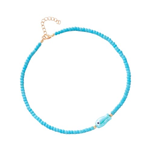 pumpumlia Halskette mit Fischperlen aus Keramik, mit leuchtenden Farben und zartem Design, leichte Keramik-Halskette, Einheitsgröße, Wie beschrieben, Wie beschrieben von pumpumlia