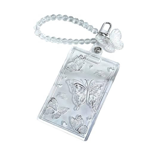 pumpumlia Kartenschutzhüllen mit Schiebeverschluss zum Schutz und Organisieren Ihrer Karte, Kartenhülle, transparenter Kartenhalter, Anti-Verlust-Kartenhalter, Kristall-Schmetterling von pumpumlia