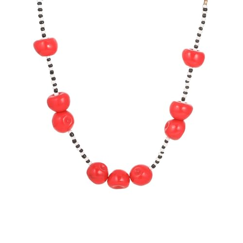 pumpumlia Lebendige Harzperlen-Halskette mit Pfirsich-Anhänger, tragbarer Modeschmuck für Frauen, trendiges Accessoire, trendiges Kunstharz-Anhänger von pumpumlia