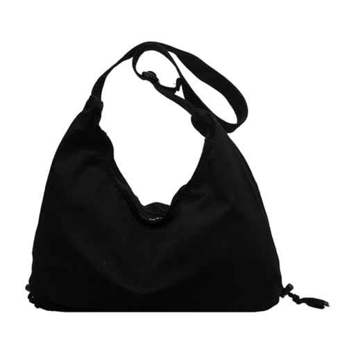 pumpumlia Stilvolle Canvas-Tasche mit verstellbarem Riemen, große Kapazität, Schultertaschen für modische Jugendliche und tägliche Arbeit, vielseitige Crossbody-Tasche, Schwarz , One Size von pumpumlia