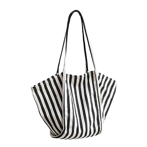 pumpumlia Stilvolle und funktionale Canvas-Handtasche für Damen und Mädchen, geräumige Schultertasche für modische Influencer, multifunktionale Handtasche, Schwarz , One Size von pumpumlia