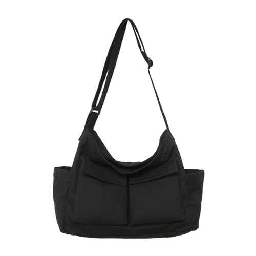 pumpumlia Vielseitige Damen-Umhängetasche aus Segeltuch, geräumige und modische Crossbody-Taschen für den Winter, große Kapazität, Canvas-Umhängetasche, Schwarz , One Size von pumpumlia