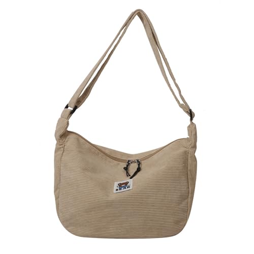pumpumlia Vielseitige Umhängetasche aus Kordsamt, stilvoll mit verstellbarem Riemen, geeignet für Freizeitpersonen, Studenten und Büroangestellte, verstellbarer Schultergurt, khaki, One Size von pumpumlia