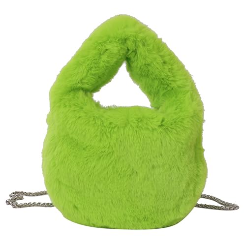 pumpumlia Y2K Modische Tragetasche, weiche und plüschige Schultertaschen für verschiedene Anlässe, pelzige Geldbörse für Damen, grün, One Size von pumpumlia