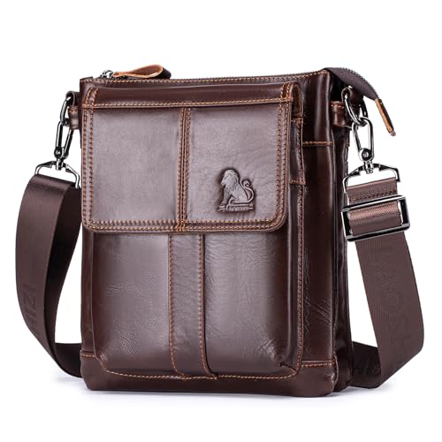 pundarika leder umhängetasche herren Schultertasche leder männer tasche handtaschen für männer,Verstellbarer Schultergurt.-Dunkelbraun. von pundarika