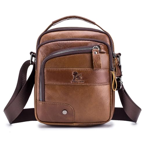 pundarika umhängetasche herren leder männertasche kleine leder Schultertasche handtaschen für männer,Verstellbarer Schultergurt.-Braun von pundarika