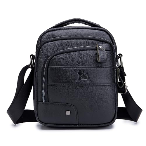 pundarika umhängetasche herren leder männertasche kleine leder Schultertasche handtaschen für männer,Verstellbarer Schultergurt.-Schwarz von pundarika