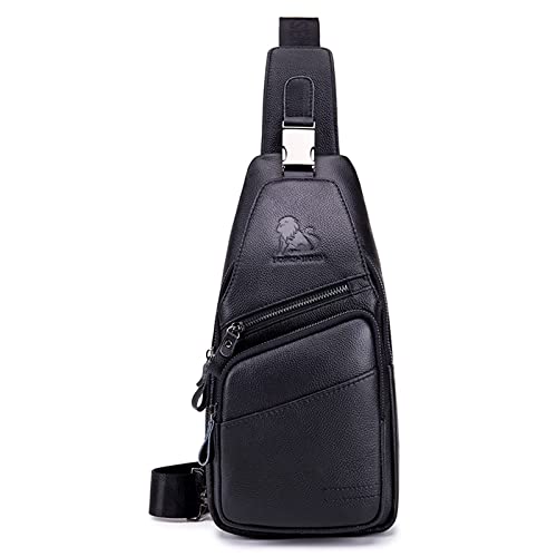 pundarika umhängetasche herren leder tasche herren brusttasche crossbody schultertasche männertasche sling bag-Schwarz von pundarika
