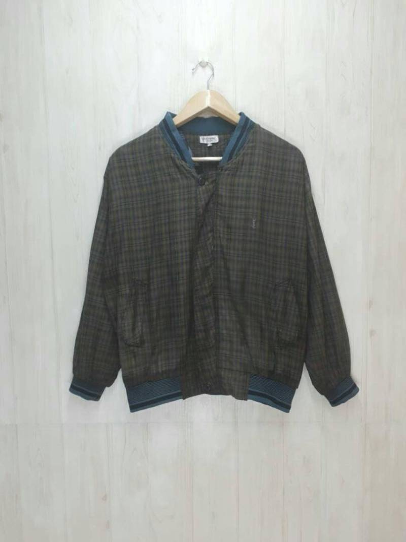 Vintage Jacke 90Er Jahre Yvessaintlaurent Ysl/Bomber Varsity Reißverschluss Bis Pullover Braun Farbe Mittlerer Größe von punklabi88