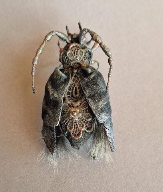Beetle Brooch, Fiberart, Soft Sculpture, Textile Art Jewelry, Textil Art, Insect, Soft Sculptur, Home Decor, Unique Design von puppenmagie
