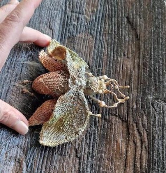 Beetle Brooch, Fiberart, Soft Sculpture, Textile Art Jewelry, Textil Art, Insect, Soft Sculptur, Home Decor, Unique Design von puppenmagie