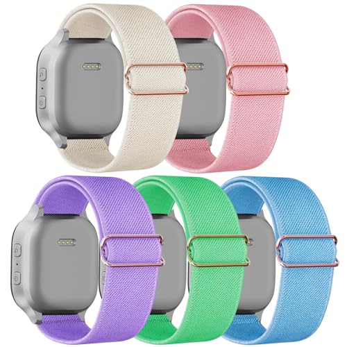 Gabb-Watch Synup-Watch Gizmo-Watch Armband für Kinder – 5 Stück, Nylon, elastische, verstellbare Ersatzbänder für Gizmo Watch 3 2 1 / Gabb Watch 3 2 1 / Synchronisations-Armband für Mädchen und von pupvus