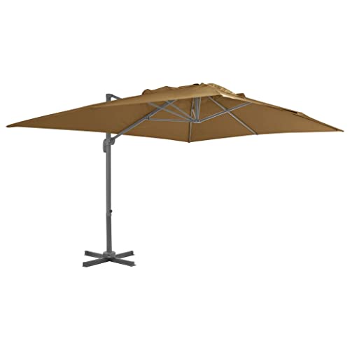 puraday Terrace Umbrella 400x300x268 cm Sonneschirm Windfest Parasol Ogrodowy Sonnenschir Schwenkbar Sonnenschirm Groß Garten Schirm Gross Sun Umbrella Patio Umbrella Sonbenschirm Taupe von puraday