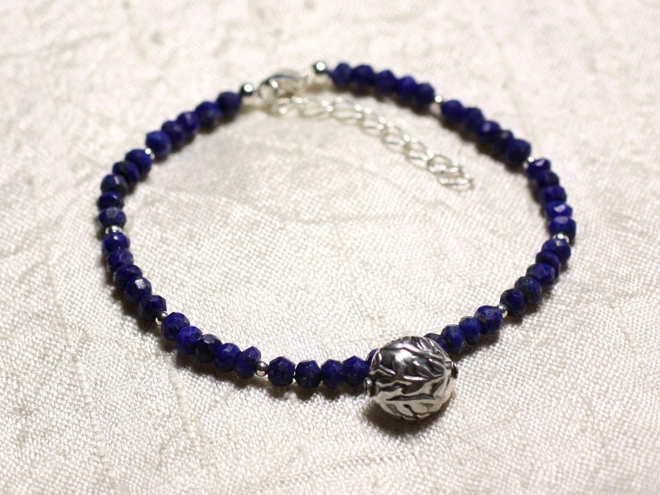 Armband Aus 925Er Silber Und Stein - Lapislazuli-Facettenscheiben 3 X 2 Mm von purbijou