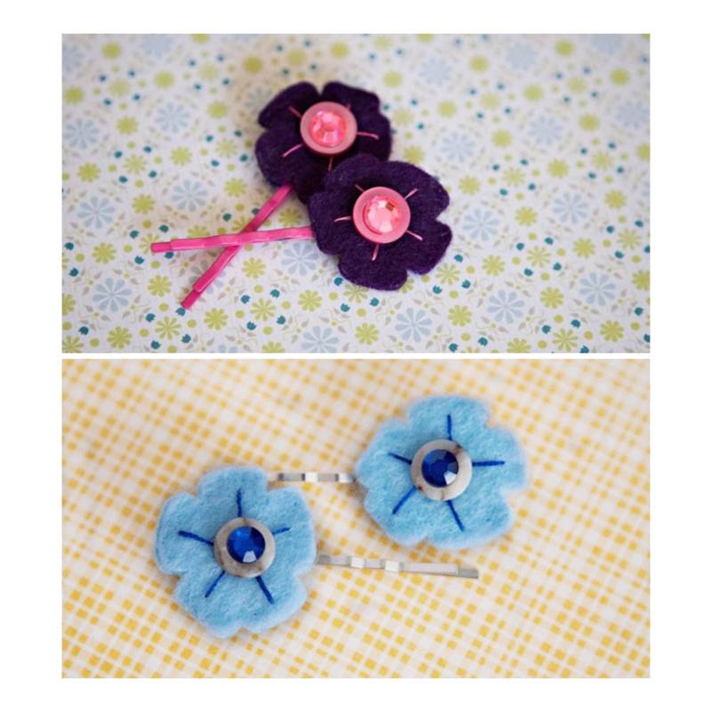 Filz Blume Haar Bobby Pin Set von purdyburdyhandmade