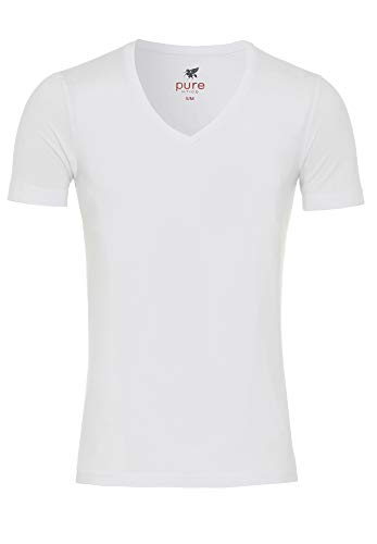 Pure h. Tico Herren 3398-92998 Pure V-Neck T-Shirt Doppelpack Unterhemd, weiß, M von pure h. tico