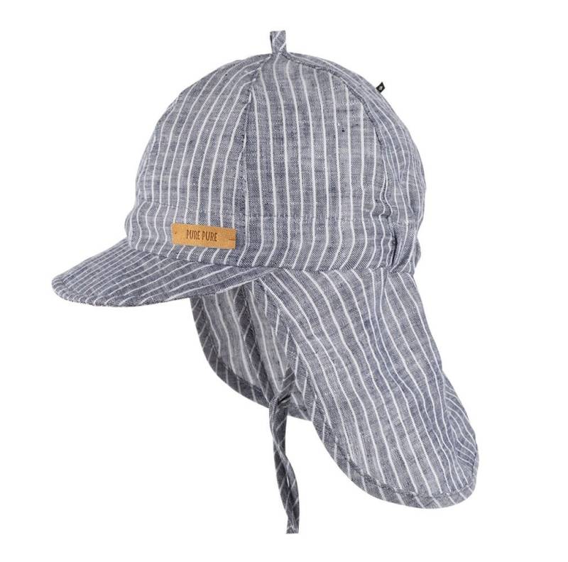 pure pure by BAUER Erstlingsmütze Pure Pure Mini Nackenschutzcap Leinen Stripes von pure pure by BAUER