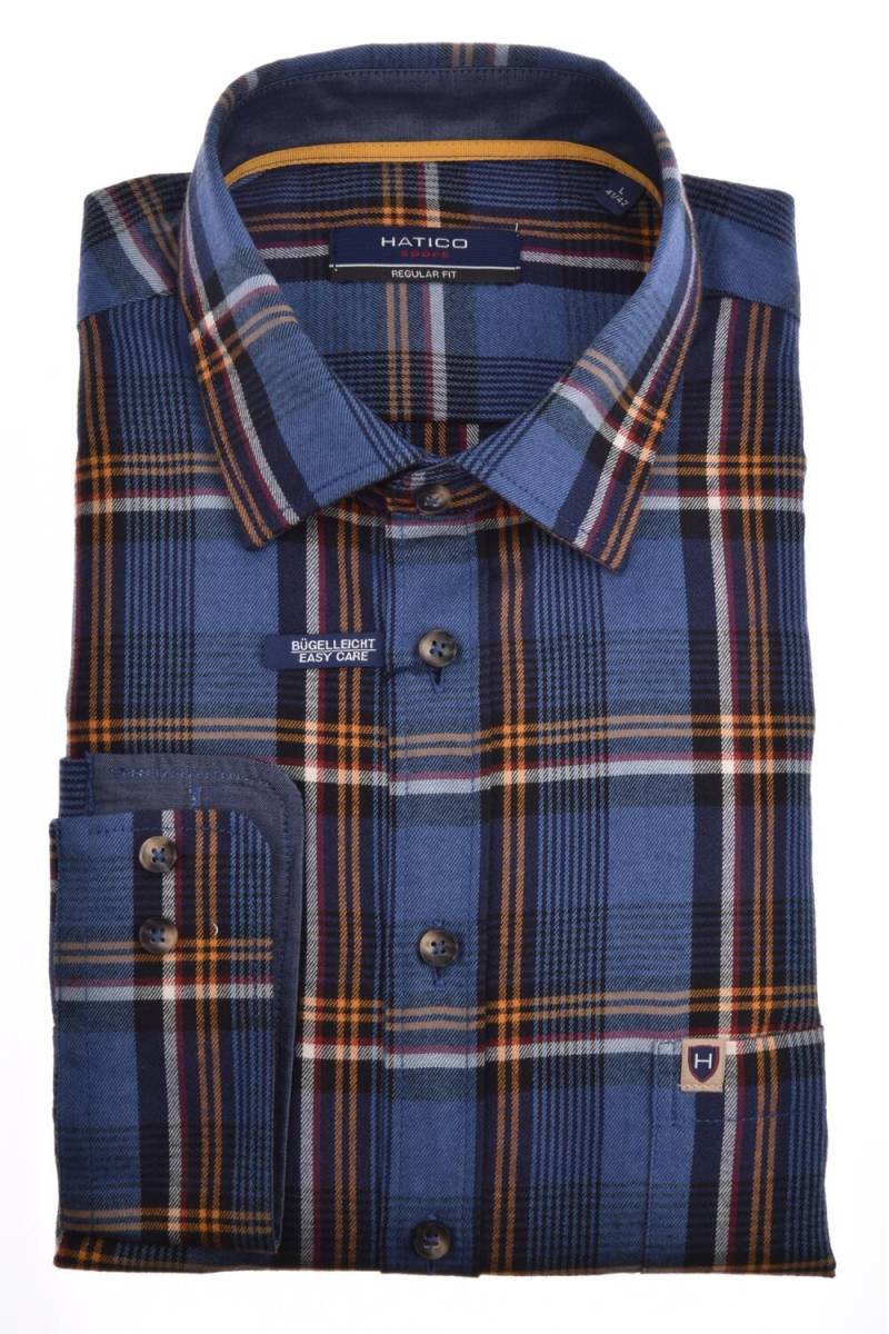 pure - HATICO- Sport Hemd Regular Fit Langarm blau - Gr. - 3XL von pure