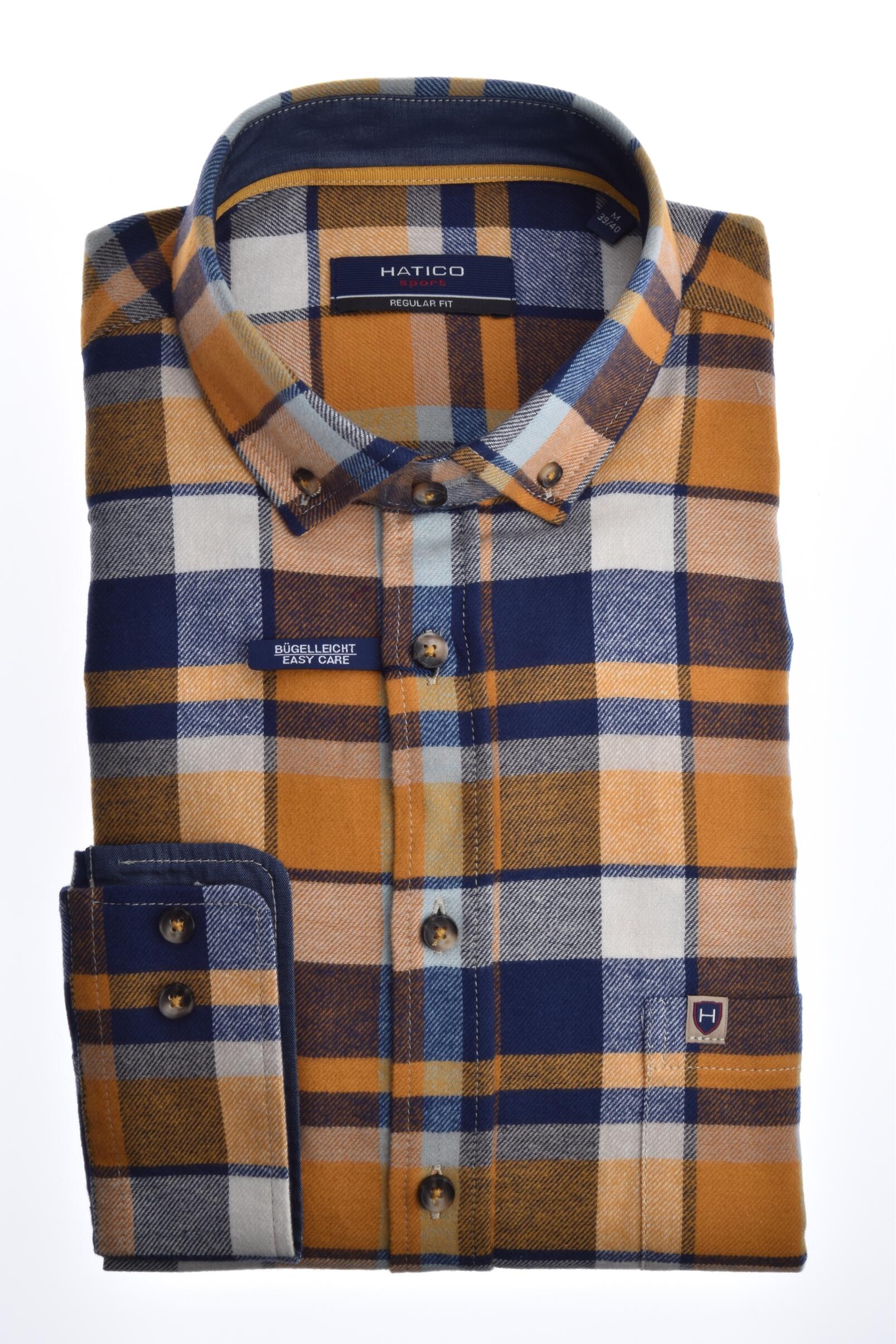 pure - HATICO- Sport Hemd Regular Fit Langarm gelb - Gr. - XL von pure