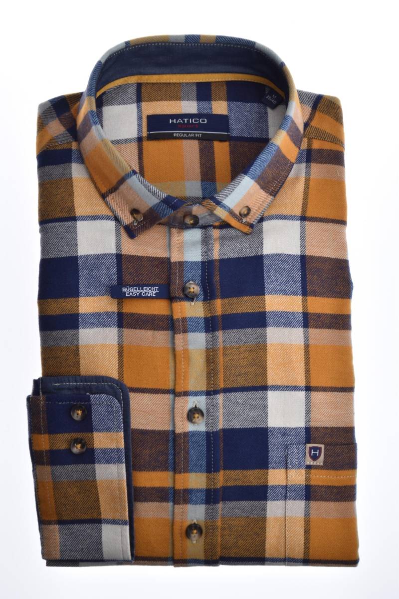 pure - HATICO- Sport Hemd Regular Fit Langarm gelb - Gr. - XXL von pure