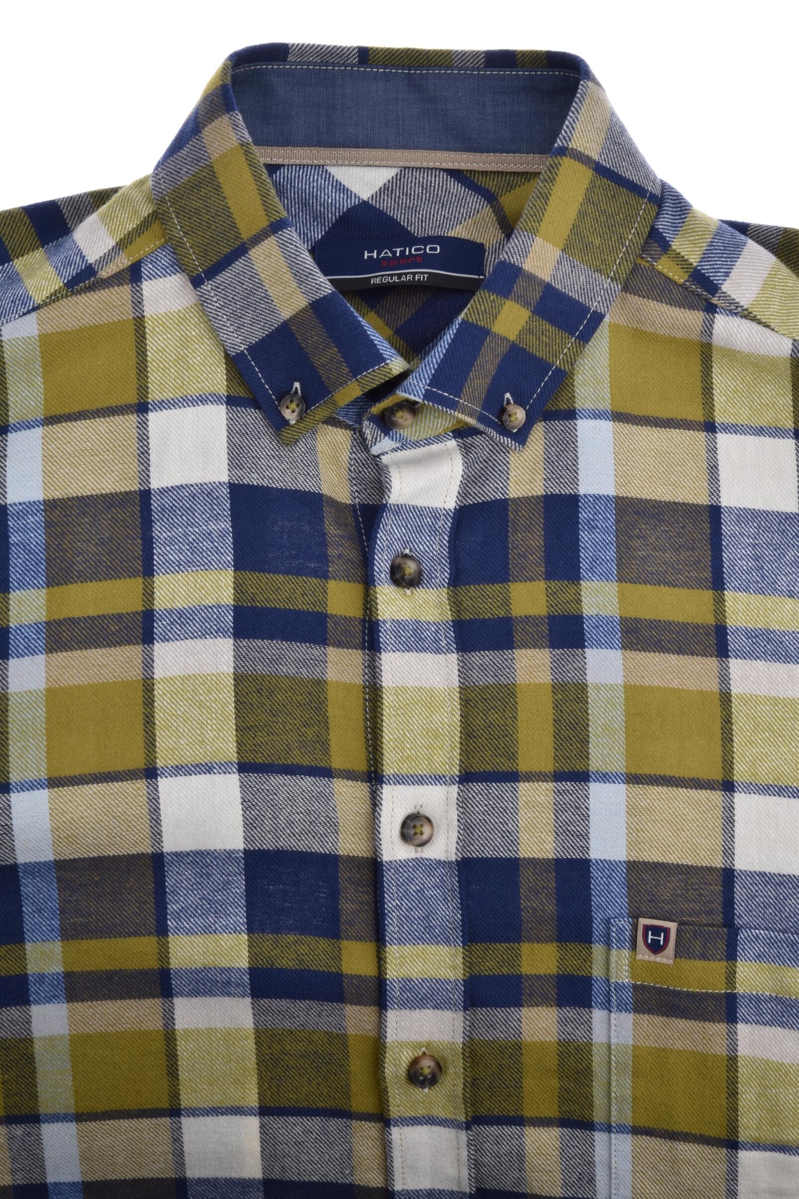 pure - HATICO- Sport Hemd Regular Fit Langarm grün - Gr. - M von pure