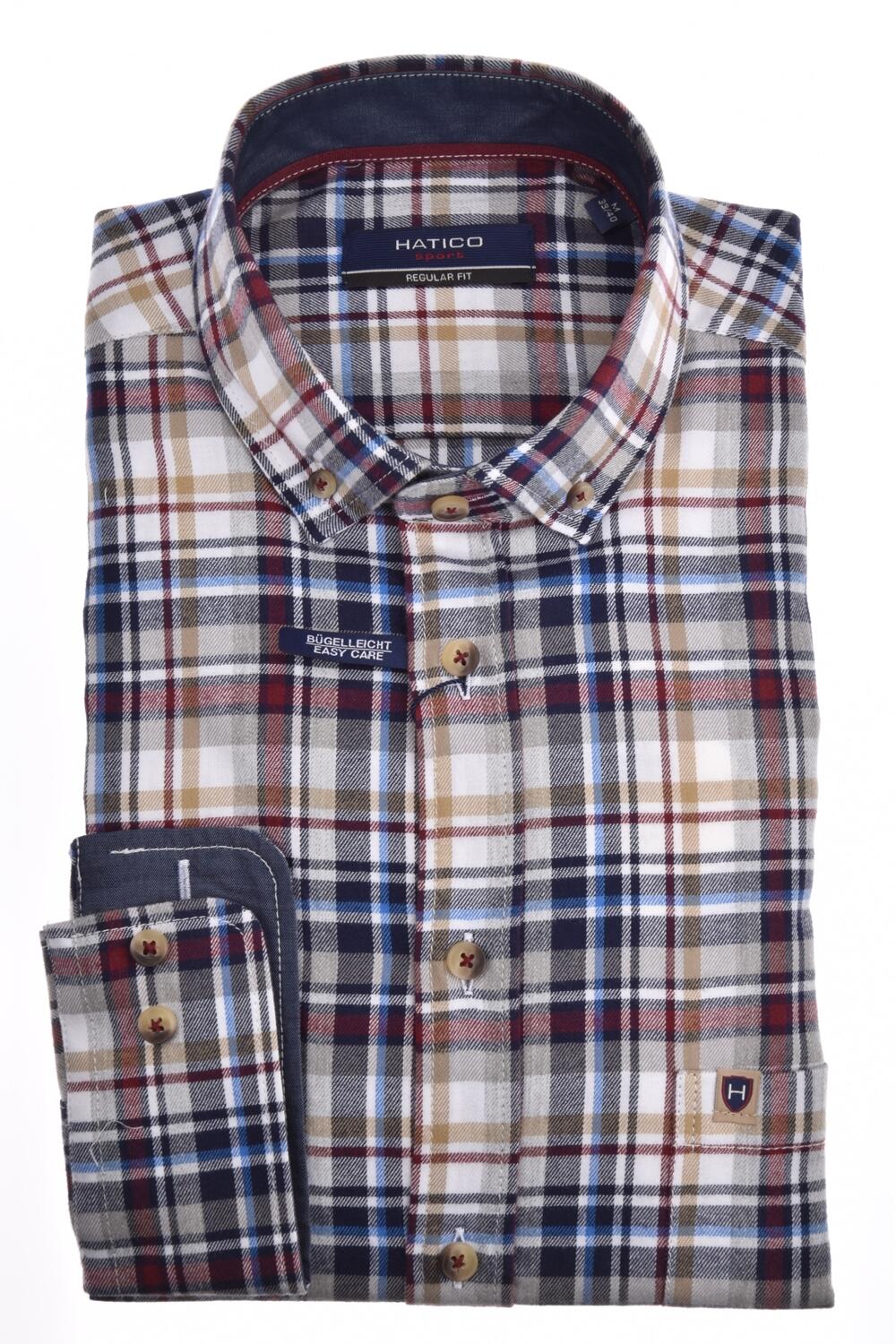 pure - HATICO- Sport Hemd Regular Fit Langarm multicolor - Gr. - L von pure