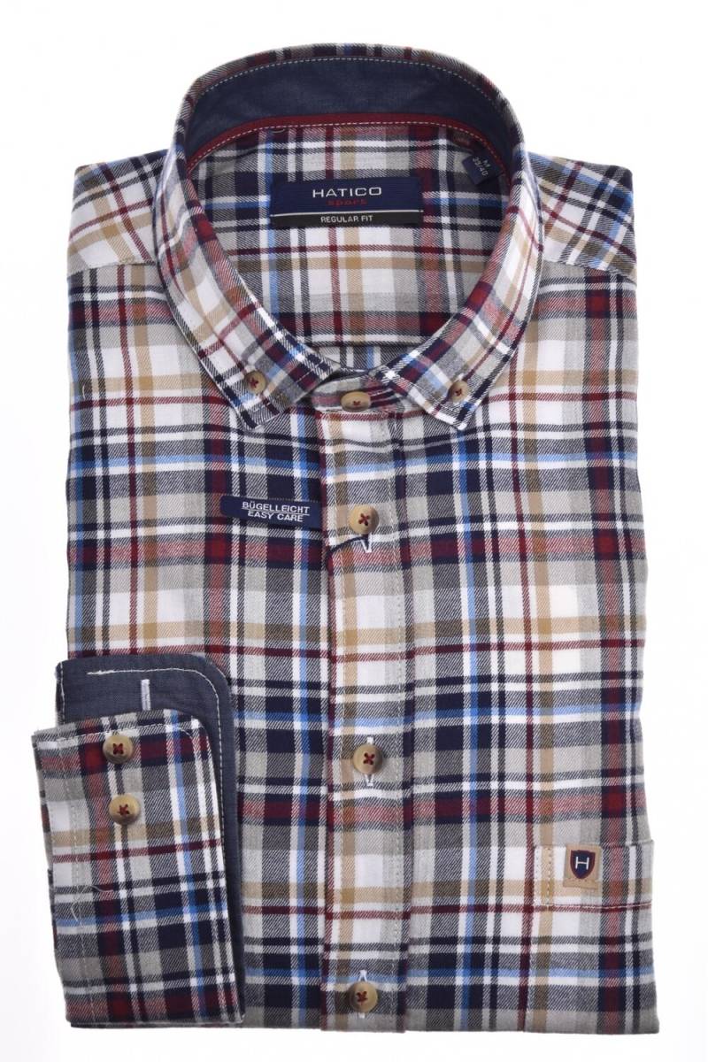 pure - HATICO- Sport Hemd Regular Fit Langarm multicolor - Gr. - L von pure