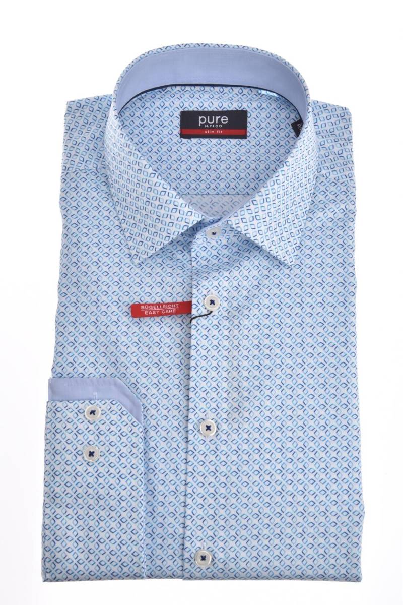 pure - PURE- City Hemd slim fit Langarm blau - Gr. - L von pure