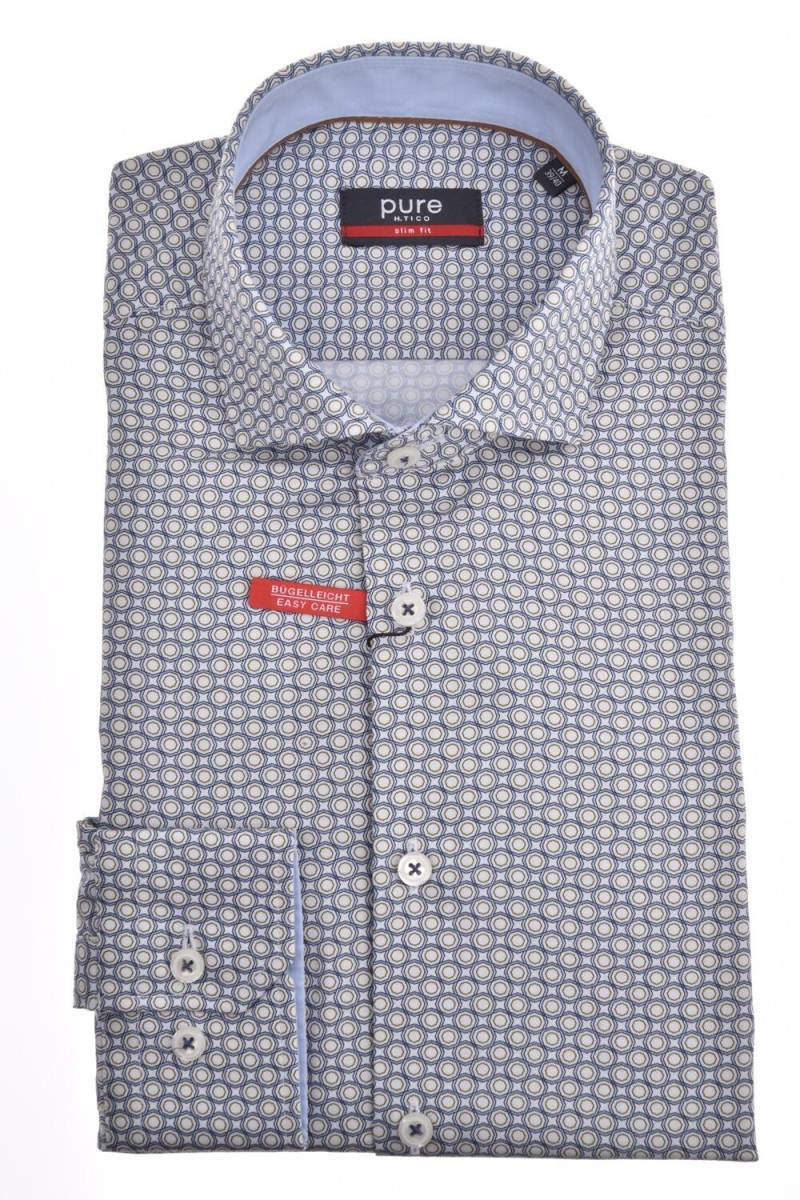 pure - PURE- City Hemd slim fit Langarm blau - Gr. - L von pure