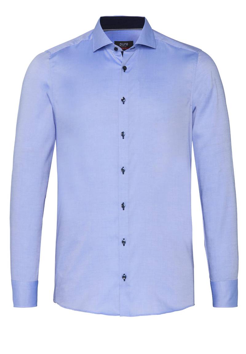 pure - PURE- City Hemd slim fit Langarm blau - Gr. - L von pure