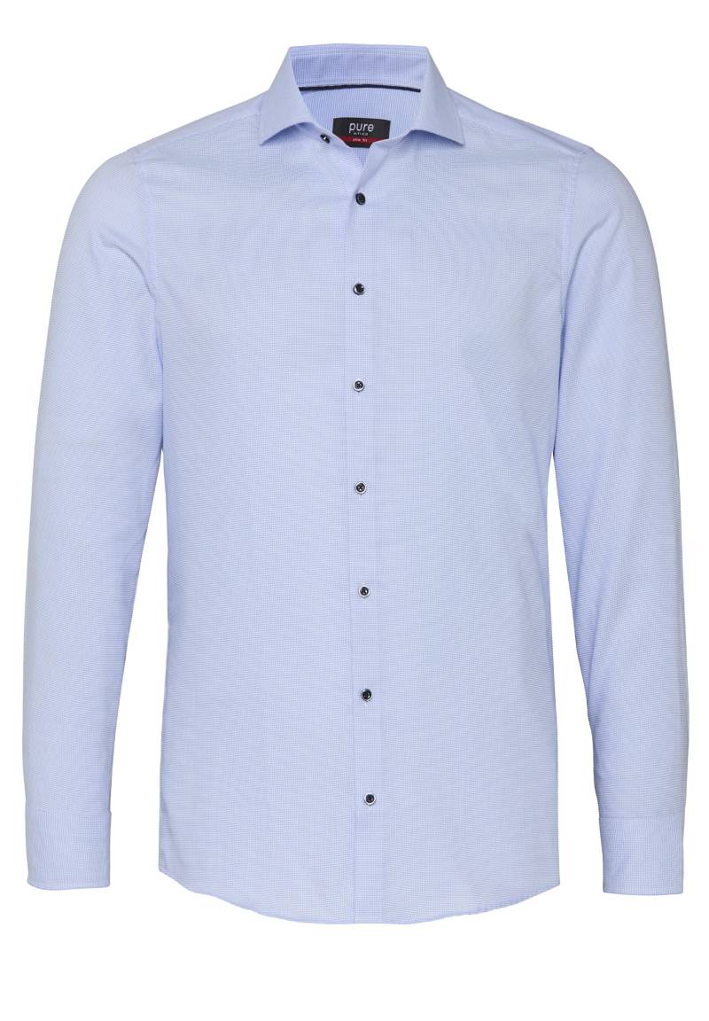pure - PURE- City Hemd slim fit Langarm blau - Gr. - M von pure