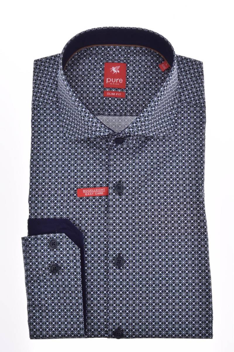 pure - PURE- City Hemd slim fit Langarm blau - Gr. - S von pure