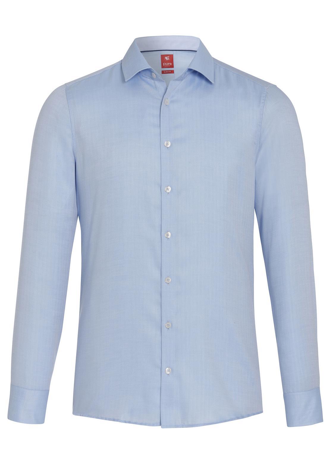 pure - PURE- City Hemd slim fit Langarm blau - Gr. - S von pure