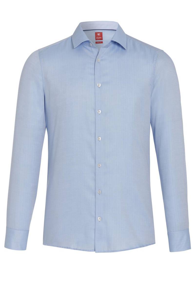 pure - PURE- City Hemd slim fit Langarm blau - Gr. - S von pure