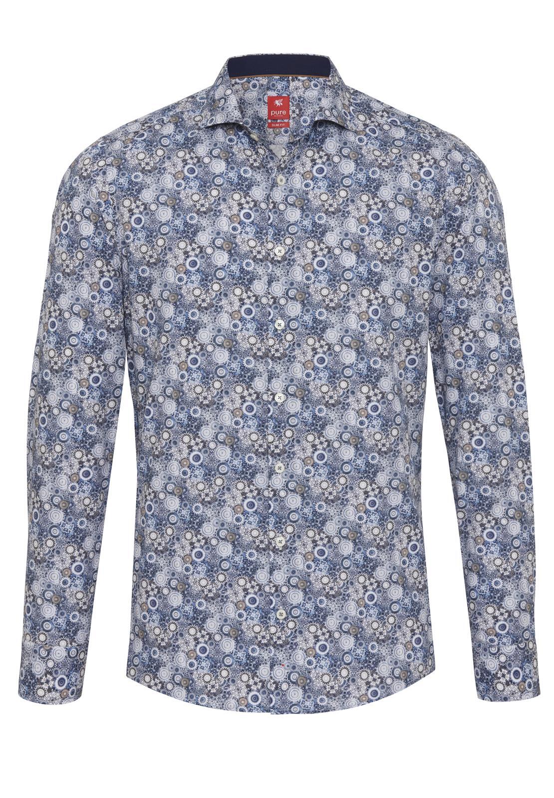 pure - PURE- City Hemd slim fit Langarm blau - Gr. - S von pure