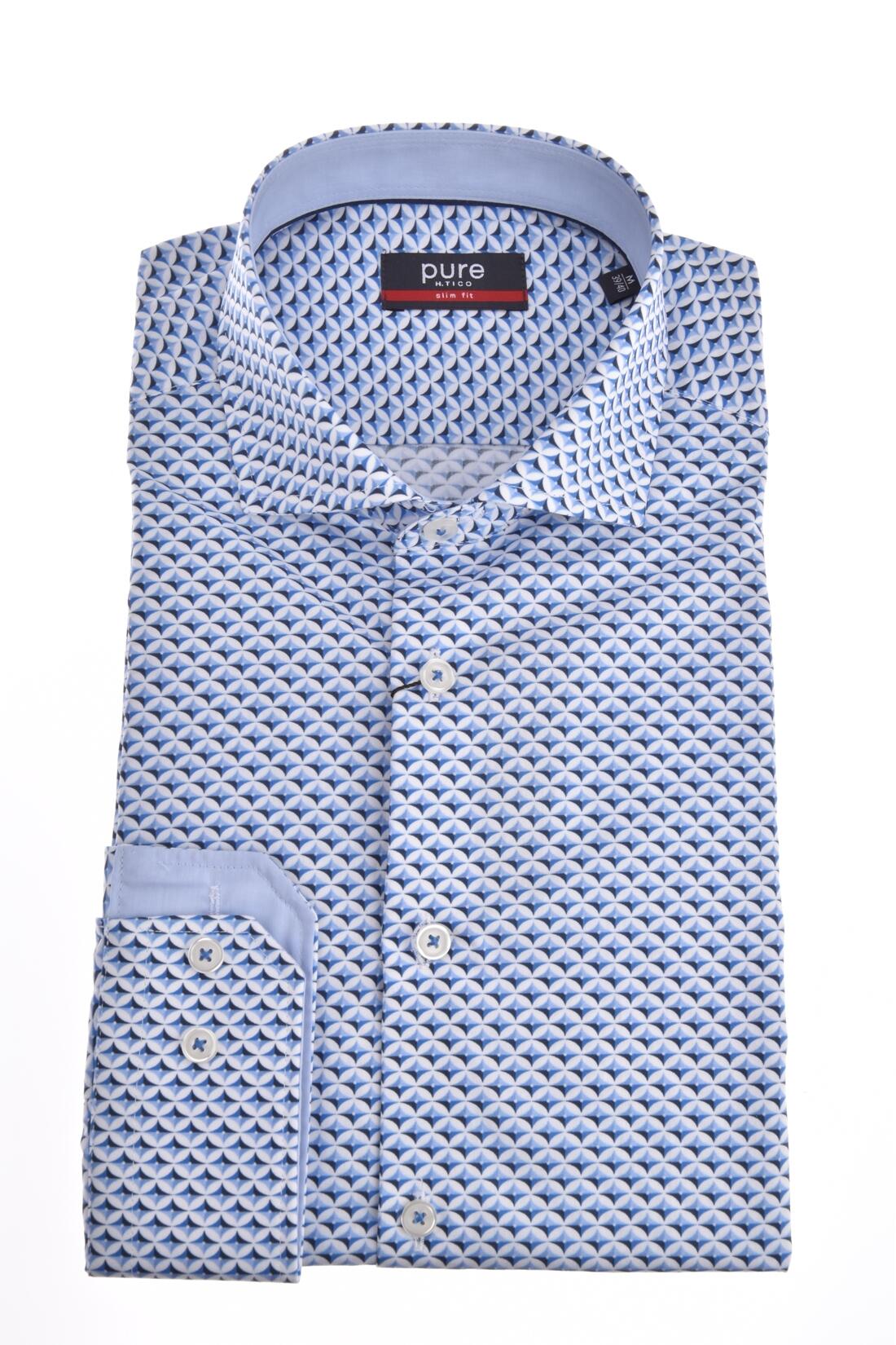 pure - PURE- City Hemd slim fit Langarm blau - Gr. - XL von pure