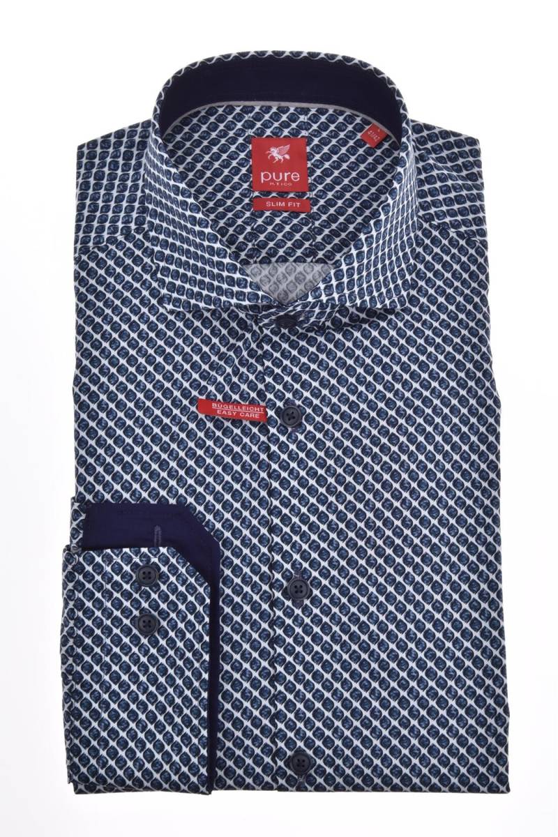 pure - PURE- City Hemd slim fit Langarm blau - Gr. - XXL von pure