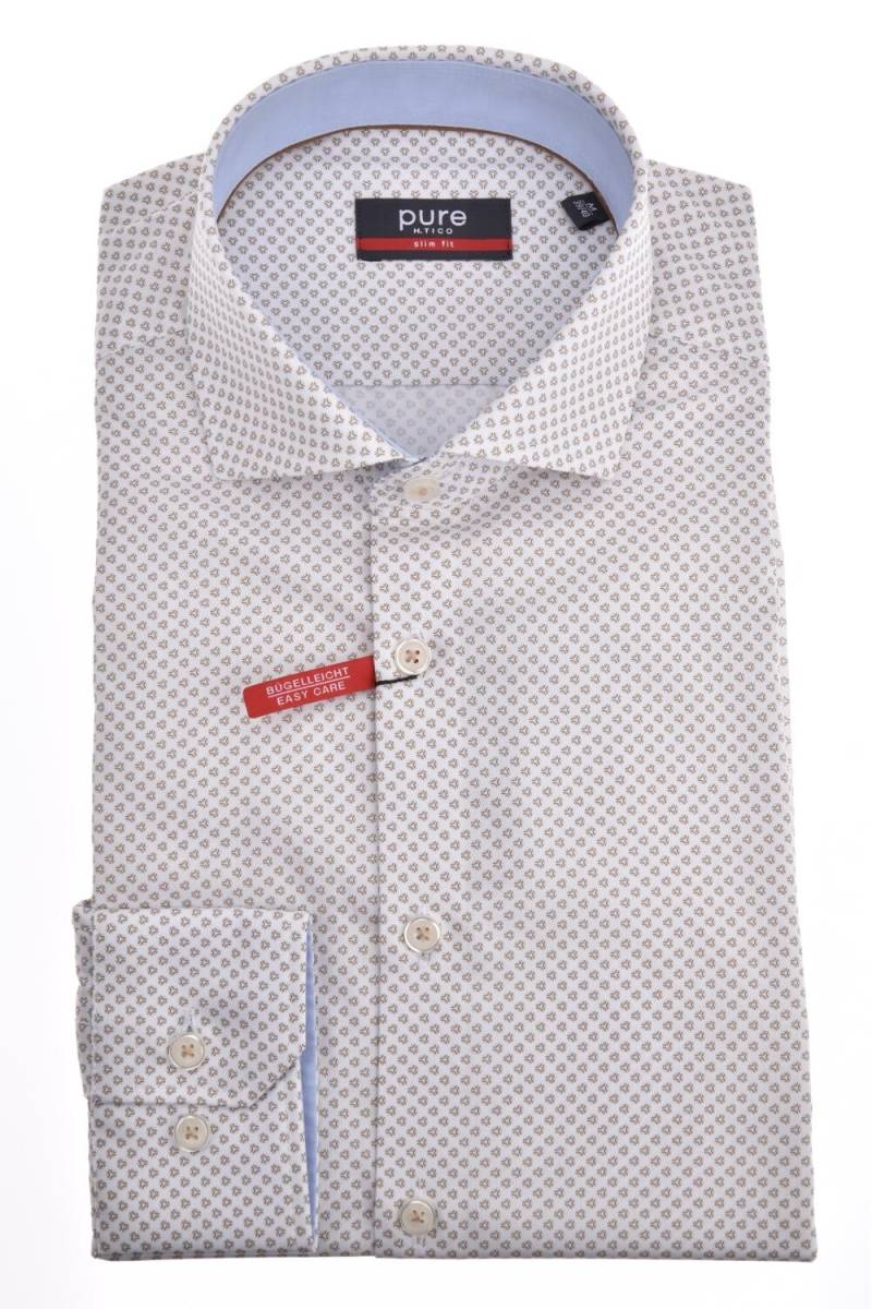 pure - PURE- City Hemd slim fit Langarm braun - Gr. - M von pure