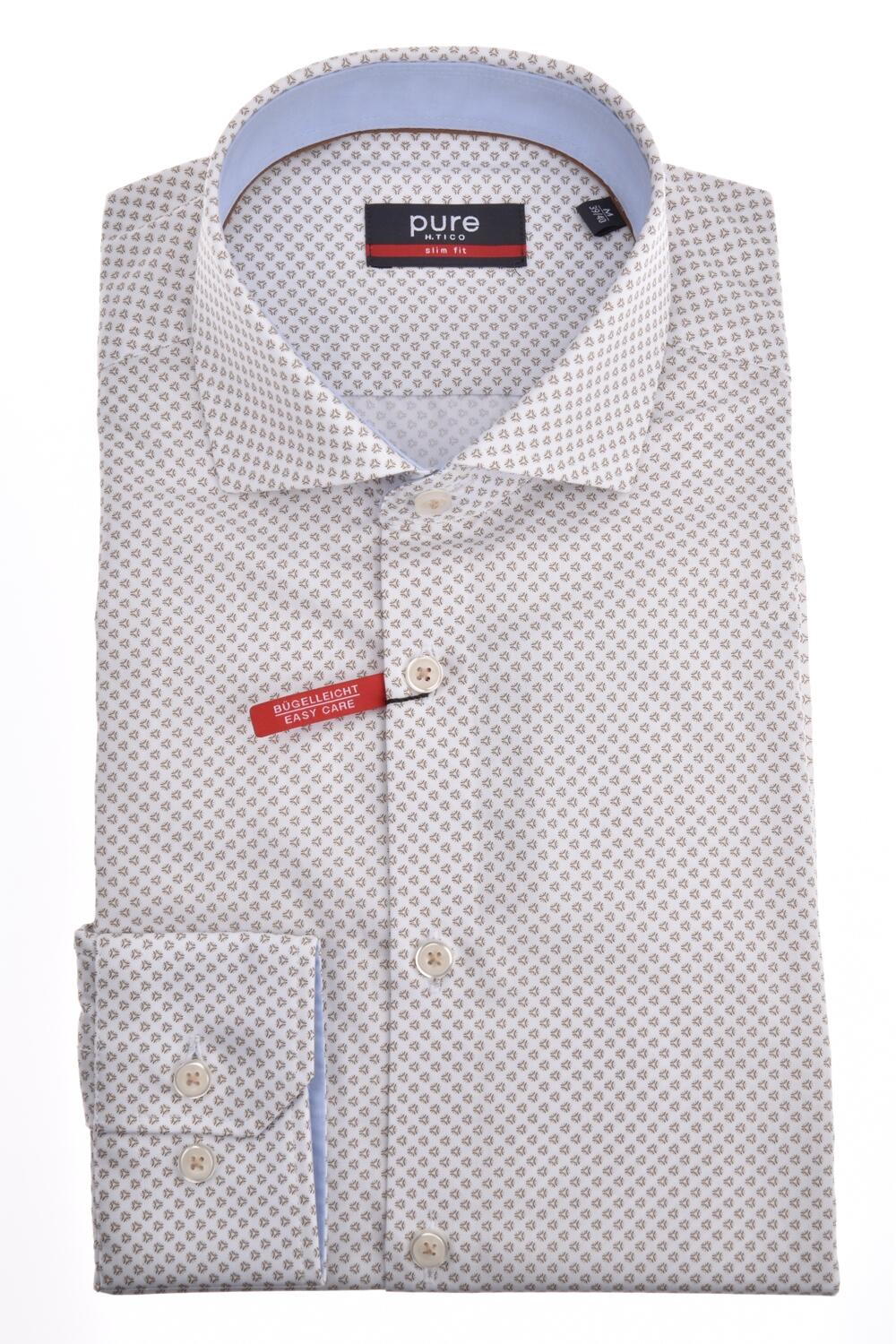 pure - PURE- City Hemd slim fit Langarm braun - Gr. - XXL von pure