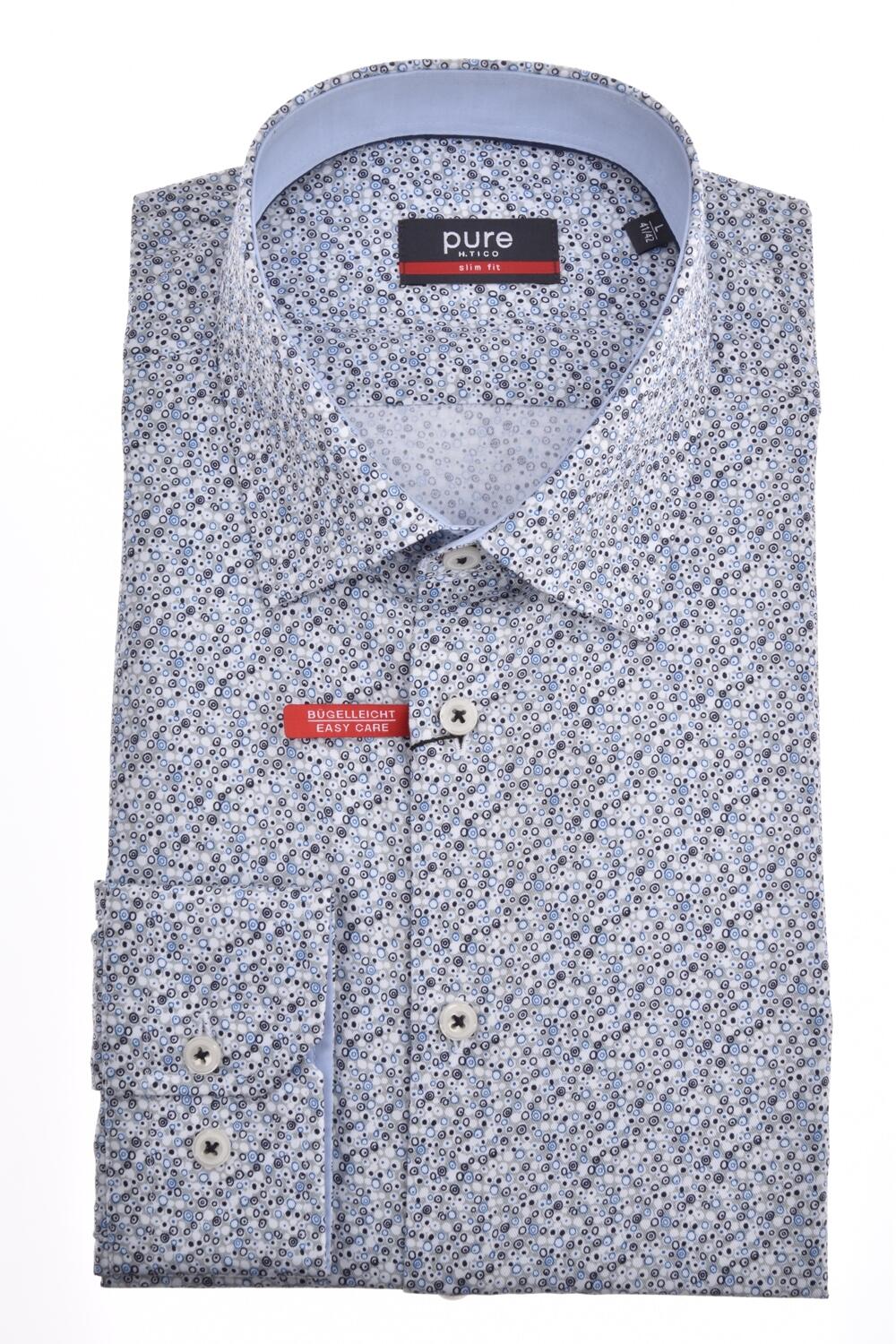 pure - PURE- City Hemd slim fit Langarm grau - Gr. - M von pure