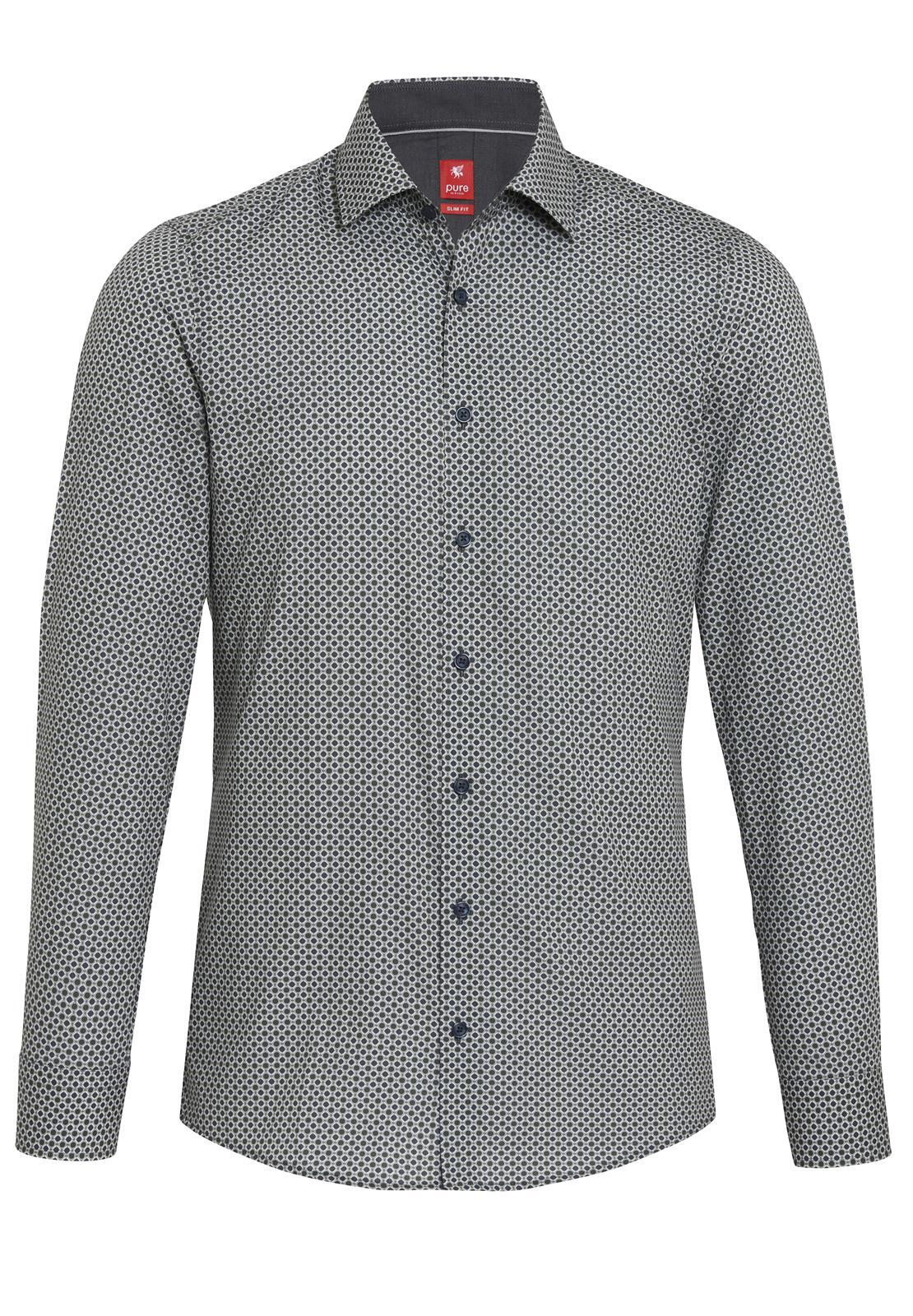 pure - PURE- City Hemd slim fit Langarm grün - Gr. - L von pure