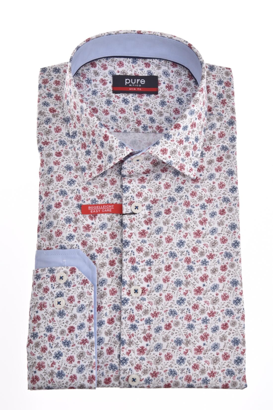 pure - PURE- City Hemd slim fit Langarm rot - Gr. - L von pure