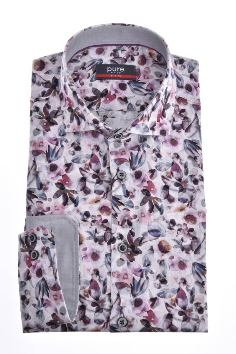 pure - PURE- City Hemd slim fit Langarm violett - Gr. - L von pure